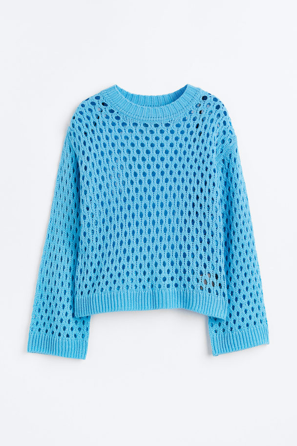 H&M Hole-knit Jumper Blue