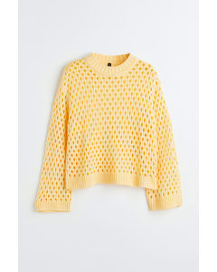 Hole-knit Jumper Light Yellow