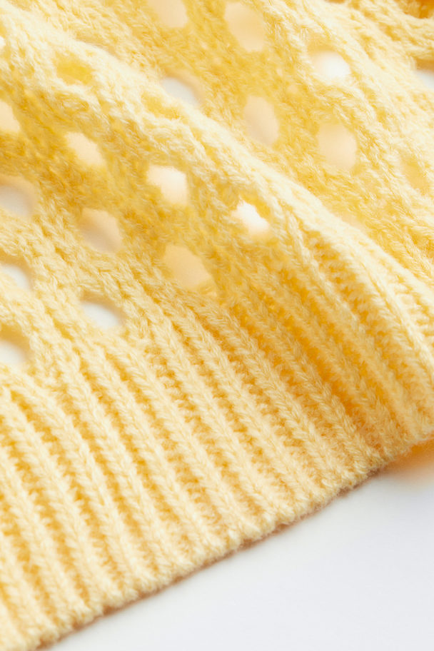 H&M Hole-knit Jumper Light Yellow