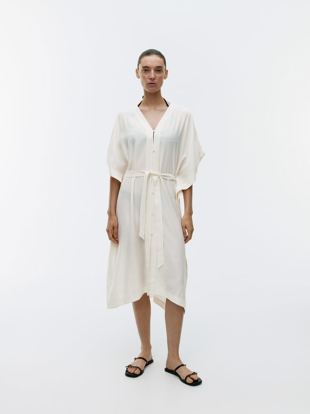 ARKET Crinkled Robe Dress White