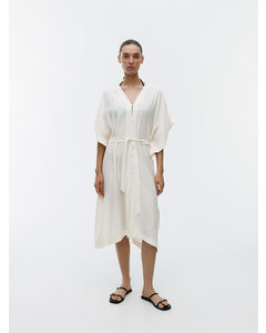 Crinkled Robe Dress White