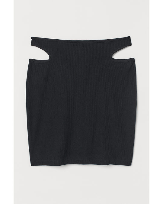 H&M Ribbed Mini Skirt Black