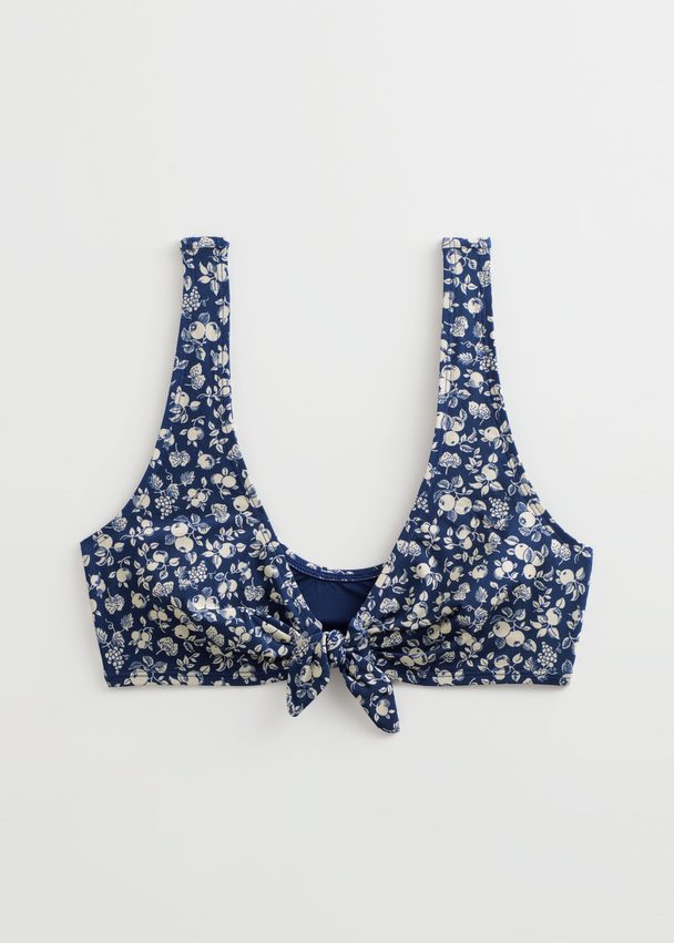 & Other Stories Printed Front Tie Triangle Bra Blue Florals