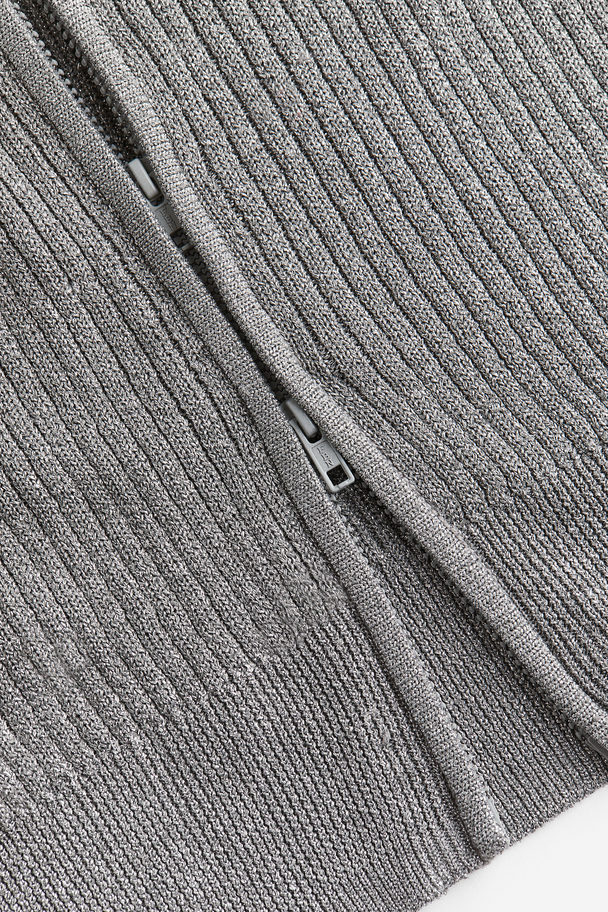 H&M Glitzernder Cardigan mit Frontreißverschluss Grau