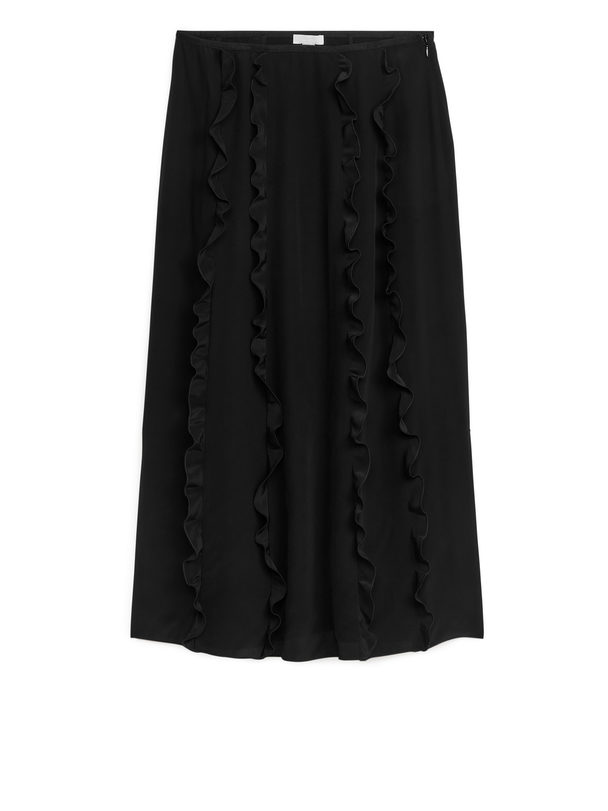 ARKET Frilled Midi Skirt Black