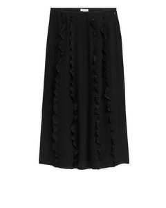 Frilled Midi Skirt Black
