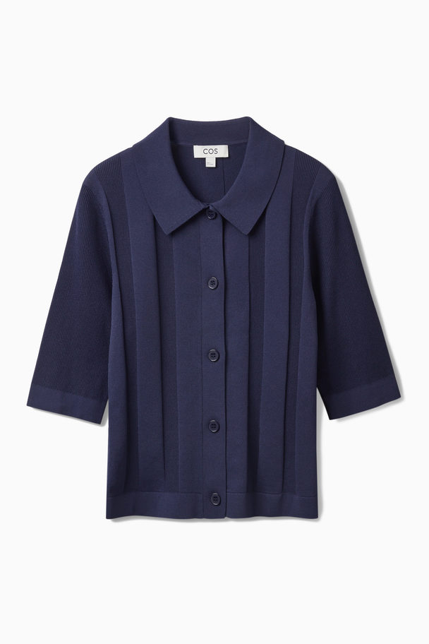 COS Short Sleeve Knitted Cardigan Navy