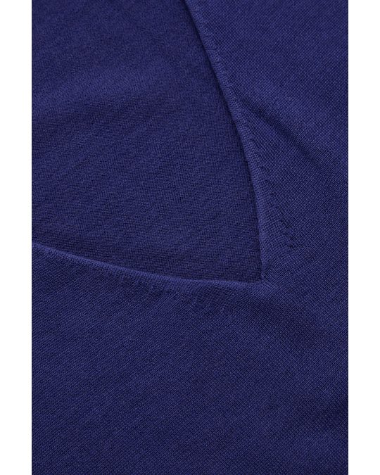 COS Merino Wool V-neck Jumper Blue