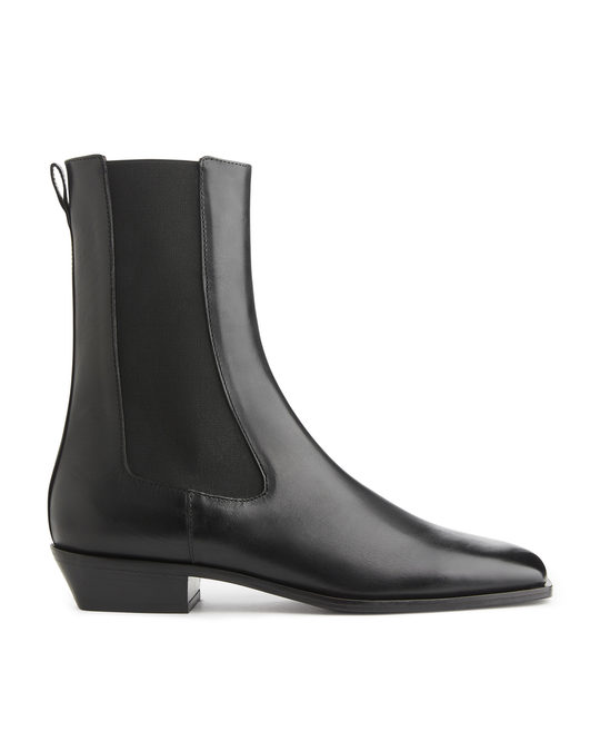 Arket Square-toe Leather Boots Black