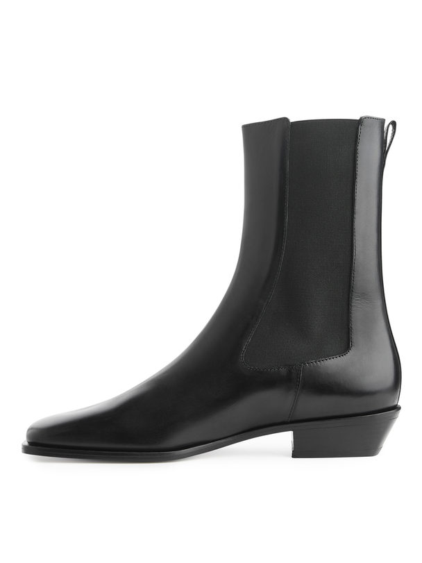 Arket Square-toe Leather Boots Black