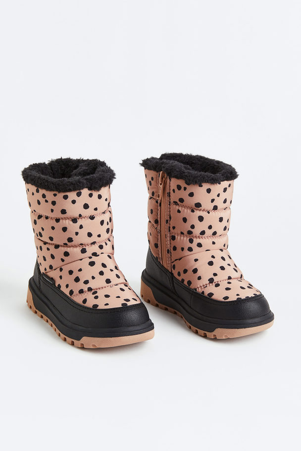H&M Warm-lined Waterproof Boots Powder Pink/leopard Print
