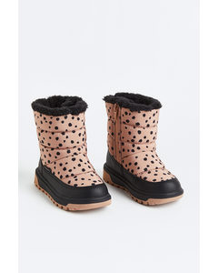 Warm-lined Waterproof Boots Powder Pink/leopard Print
