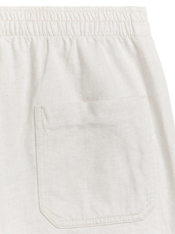 ARKET Cotton Linen Drawstring Shorts Off White