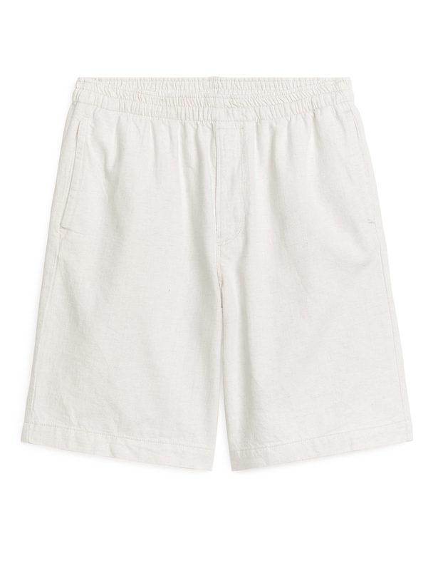 ARKET Cotton Linen Drawstring Shorts Off White