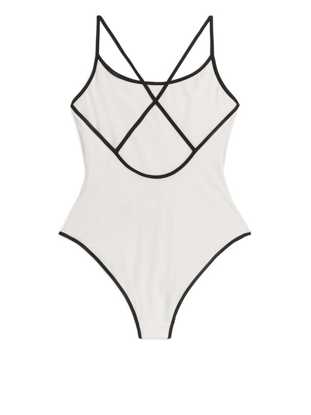 ARKET Matte Swimsuit Off White/black