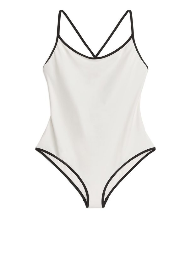 ARKET Matte Swimsuit Off White/black