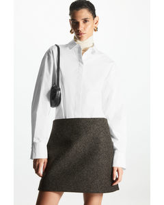 Herringbone Wool-blend Mini Skirt Dark Brown