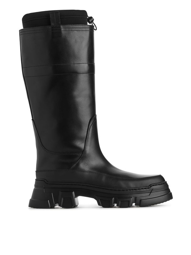 ARKET Cuffed Leather Boots Black