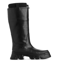 Cuffed Leather Boots Black