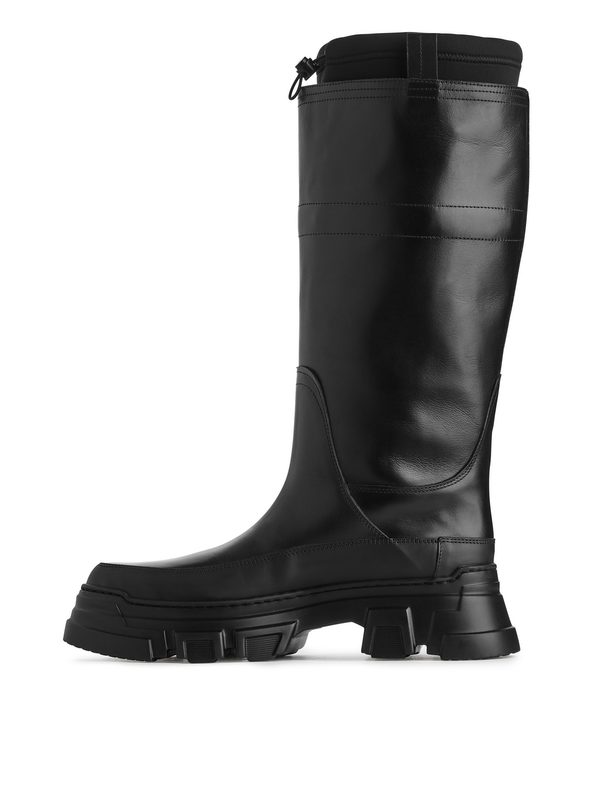 ARKET Cuffed Leather Boots Black