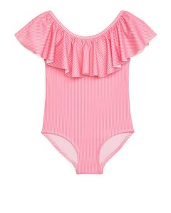 Frill Swimsuit Pink/white