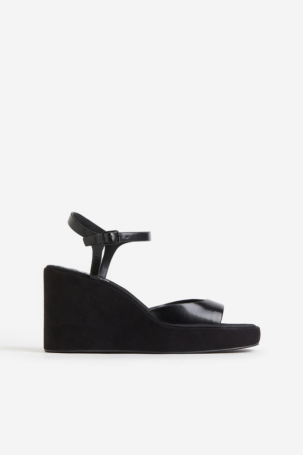 H&M Sandalen mit Keilabsatz Schwarz