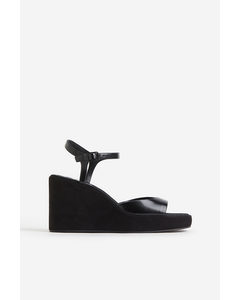 Wedge-heeled Sandals Black