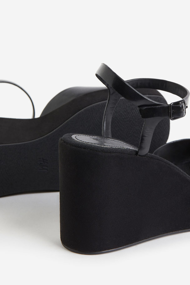 H&M Wedge-heeled Sandals Black