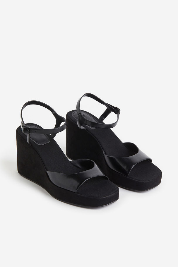 H&M Wedge-heeled Sandals Black