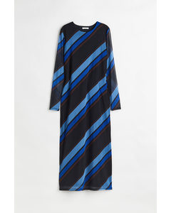 Long-sleeved Mesh Dress Blue/patterned
