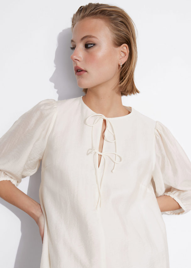 & Other Stories Loose-fit Puff Sleeve Dress Cream