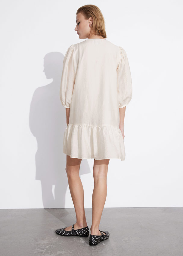 & Other Stories Loose-fit Puff Sleeve Dress Cream