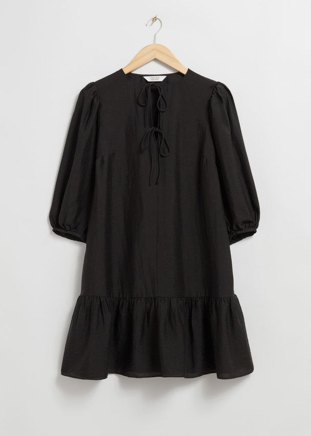 & Other Stories Loose-fit Puff Sleeve Dress Black