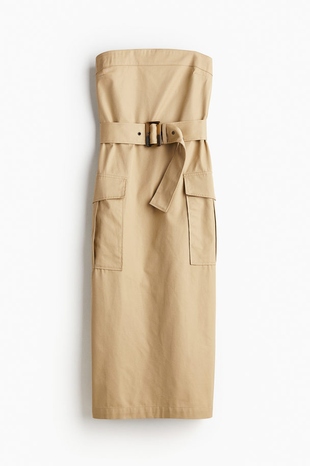 H&M Cargo-Bandeaukleid Beige