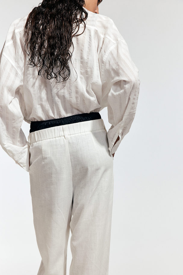 H&M Linen-blend Tailored Trousers Cream