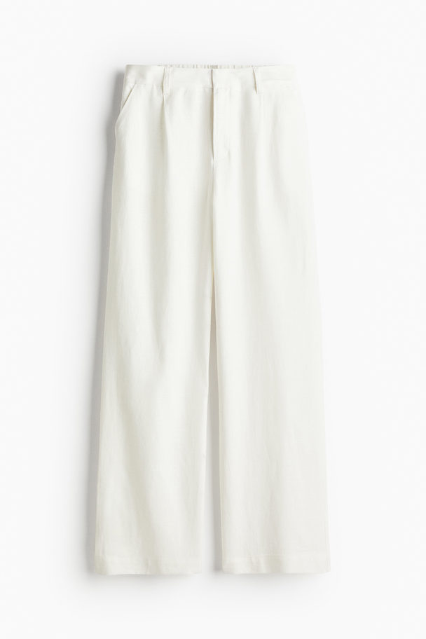 H&M Linen-blend Tailored Trousers Cream