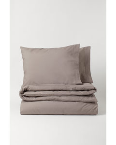 Baumwollperkal-Bettwäsche für Doppelbett Greige