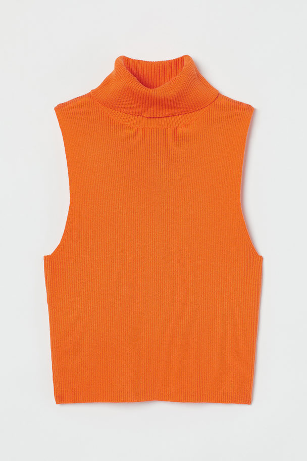 H&M Sleeveless Polo-neck Top Orange