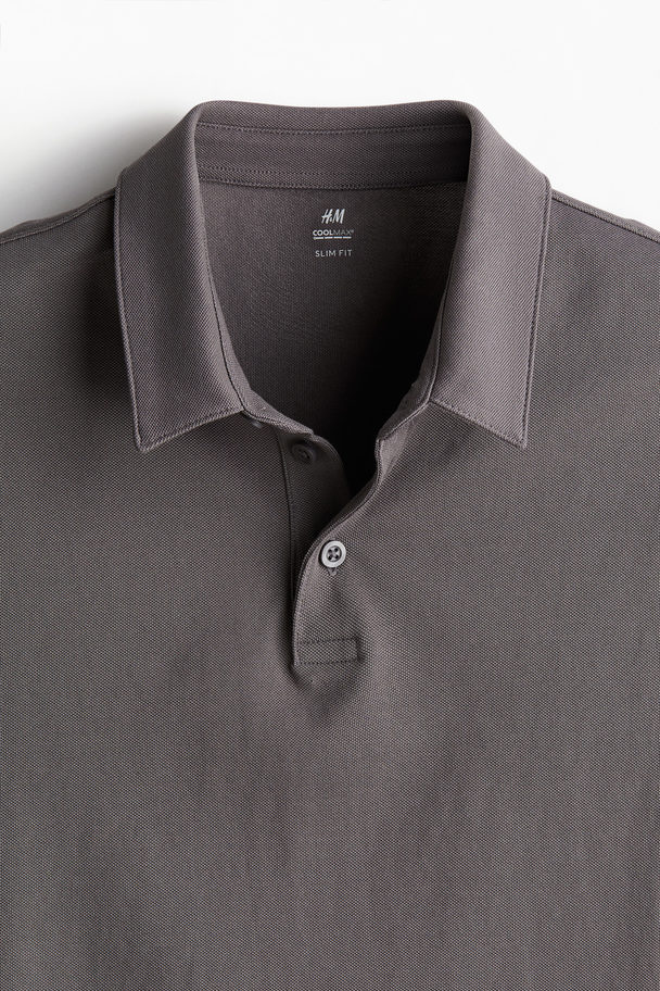 H&M COOLMAX® Poloshirt Slim Fit Dunkelgrau