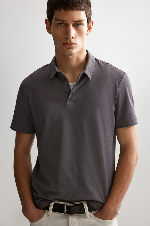 H&M Coolmax® Slim Fit Polo Shirt Dark Grey