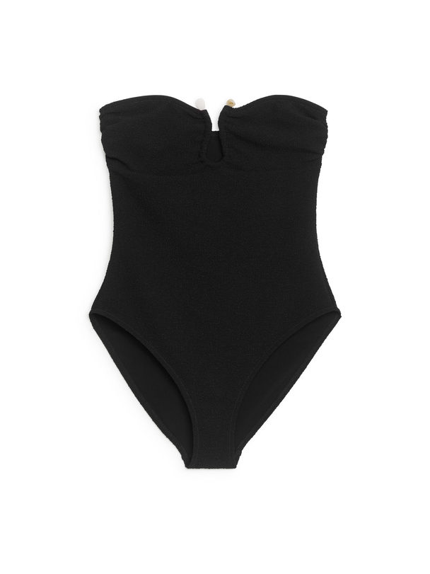 ARKET Textured Bandeau Swimsuit Black