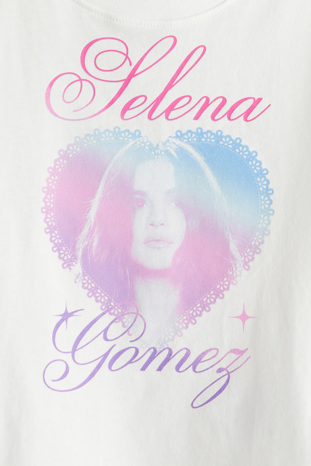 H&M T-shirt Met Print Wit/selena Gomez