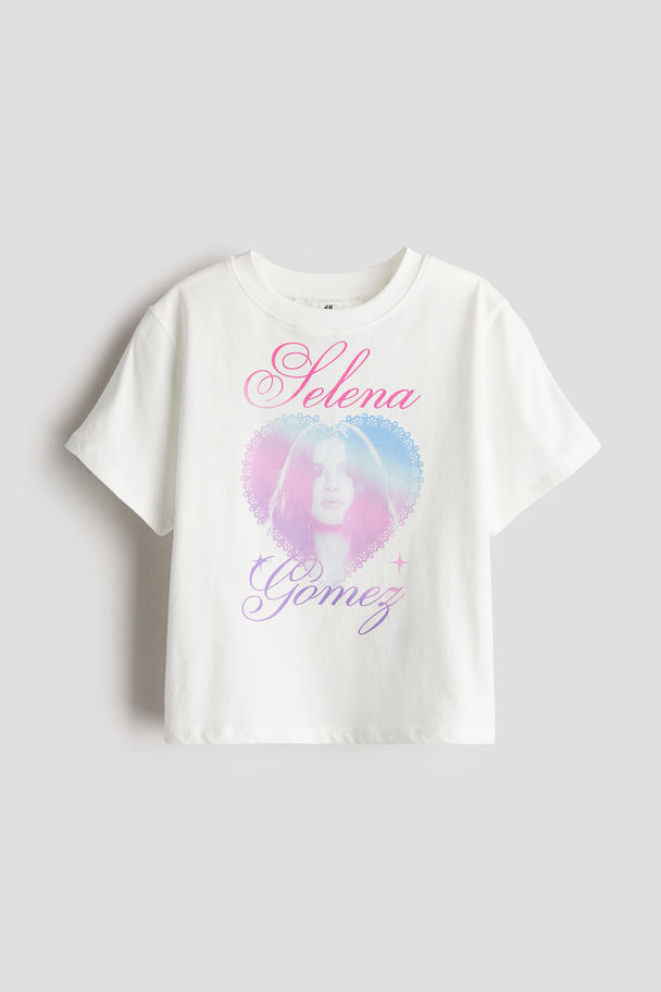 H&M T-Shirt mit Print Weiß/Selena Gomez