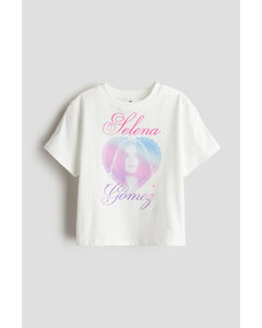 Printed T-shirt White/selena Gomez