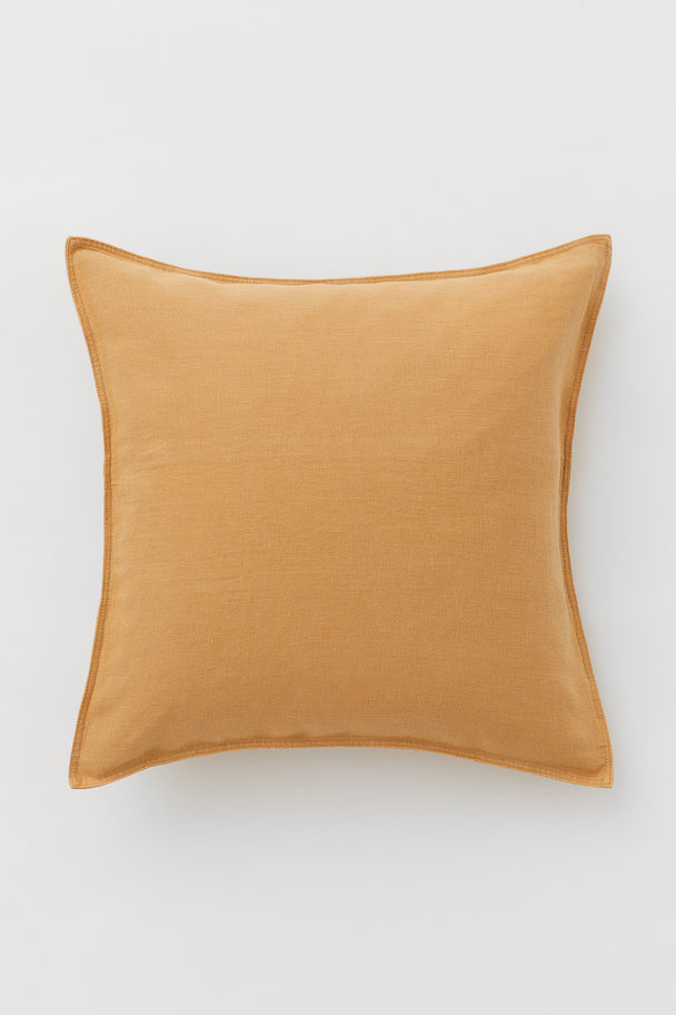 H&M HOME Washed Linen Cushion Cover Yellow