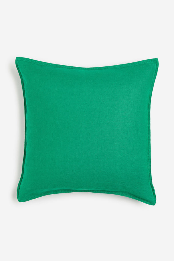 H&M HOME Washed Linen Cushion Cover Green
