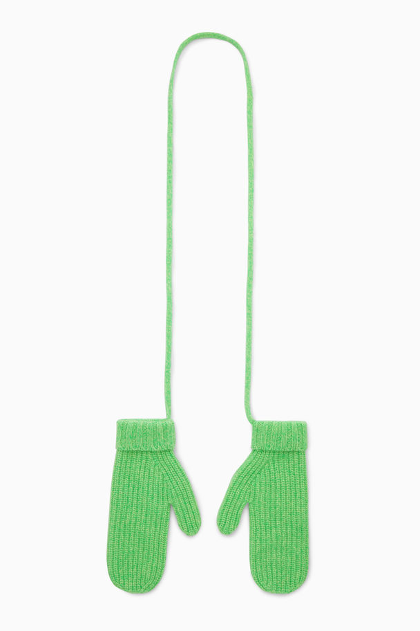 COS Pure Cashmere Mittens Green