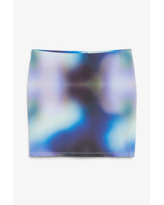 Low Waist Mini Skirt Blurred Digital Print