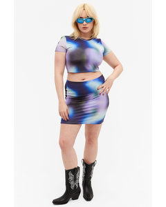 Low Waist Mini Skirt Blurred Digital Print