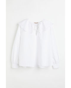 H&M+ Bluse mit großem Kragen Weiß